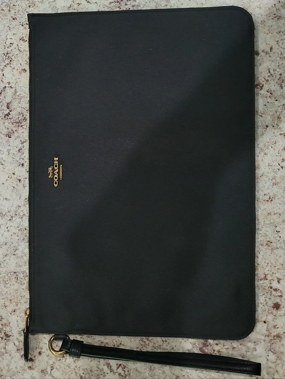 Coach Black Nylon Tablet Case with Gold Logo EUC